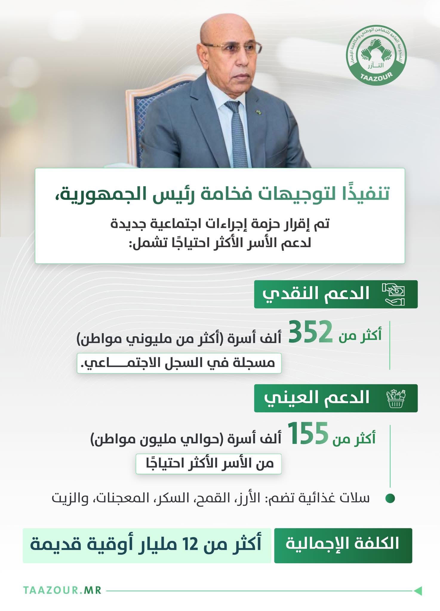 غزواني يأمر بإطلاق إجراءات جديدة لدعم الأسر الأكثر هشاشة